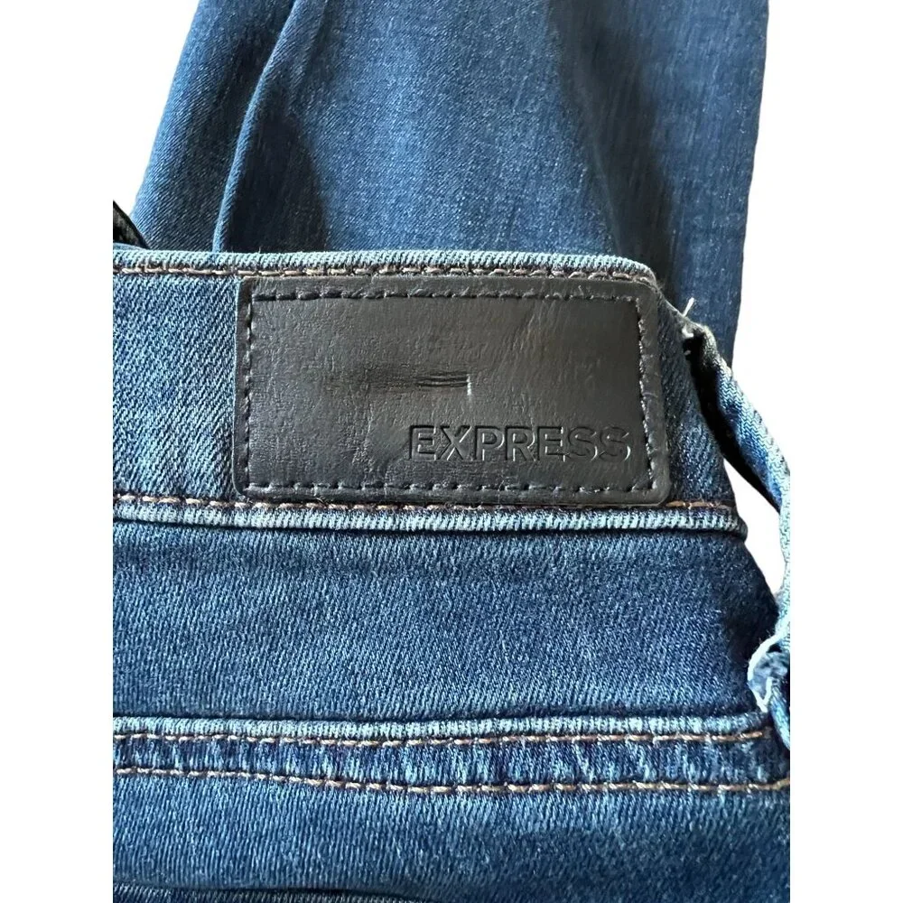 Express Womens Distressed Floral Embroidered Skinny Legging Jeans Size 0 Cotton - Picture 12 of 16